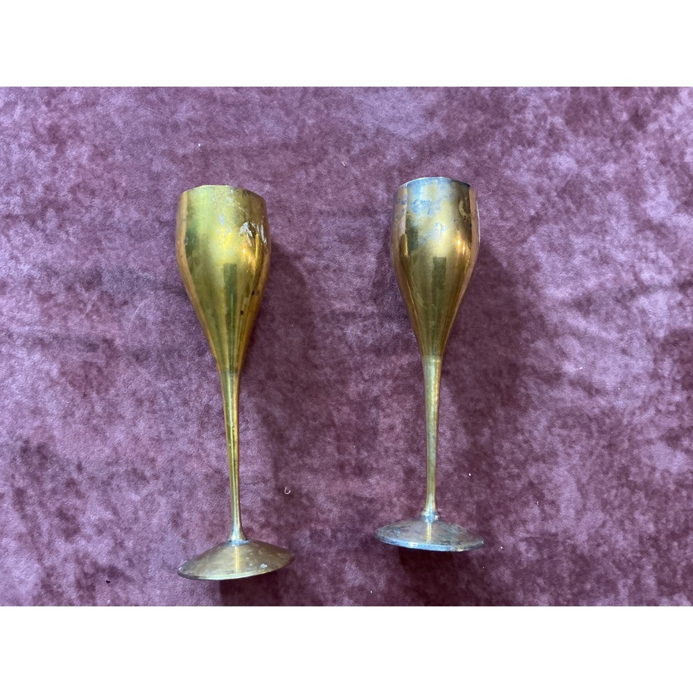 Vintage International Silver Co Silver Plated Champagne Flutes Pair India 9.25in